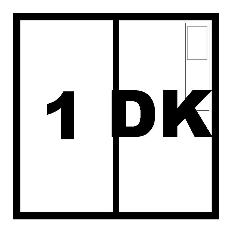 1DKの間取り図(居室+ダイニングキッチン)